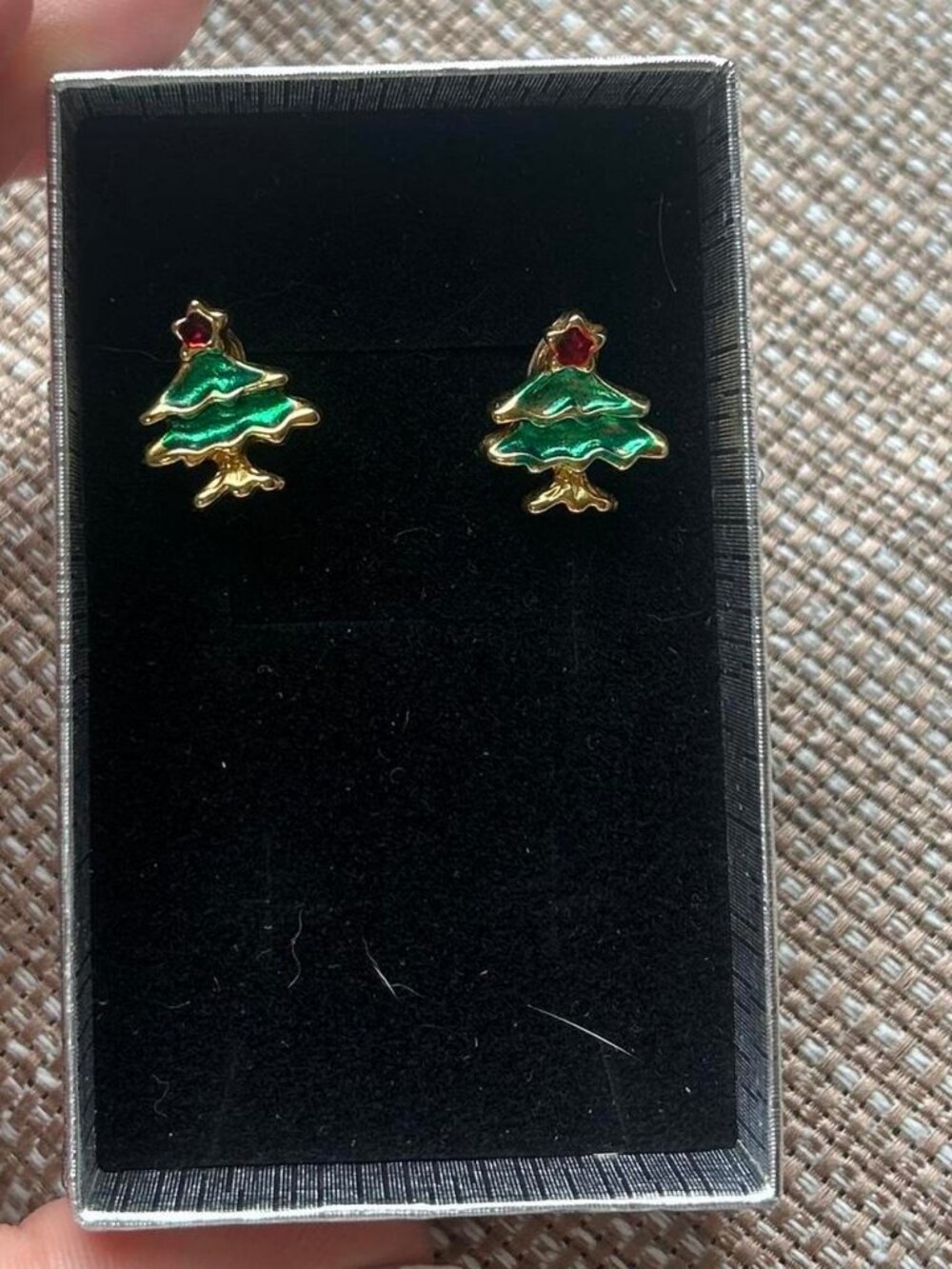 Green Christmas Tree Stud Earrings Costume Jewelry